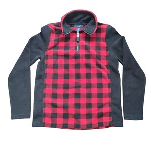 Chaps Quarter Zip Buffalo Plaid Fleece Sweater